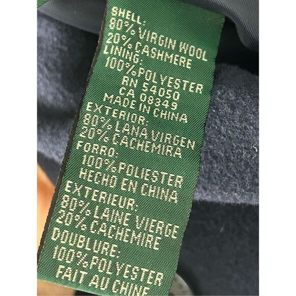 Lauren Ralph Lauren Trech Coat Virgin Wool Cashmere Blend  Navy Women's Large - Picture 7 of 9